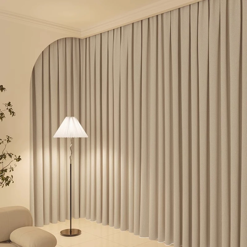 

New Light Luxury Modern Simplicity Curtains for Living Room Bedroom Blackout Curtains Thick Cotton and Linen Curtains Custom