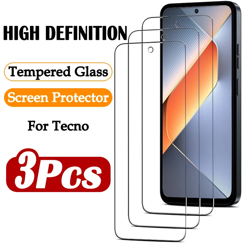 3Piece Protective Glass for Tecno Pova 6 5 Pro Neo Screen Protector for Camon 18 P 18T Pop 9 8 7 6 Pro HD Clear Tempered Glass