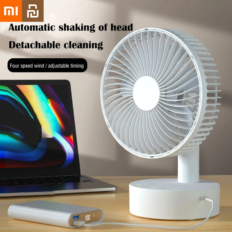 Xiaomi Youpin USB Portable Fan with 4 Speeds & Timing Super Quiet Mini Fan Rechargeablefor Bedroom Indoor or OutdoorTable Fan