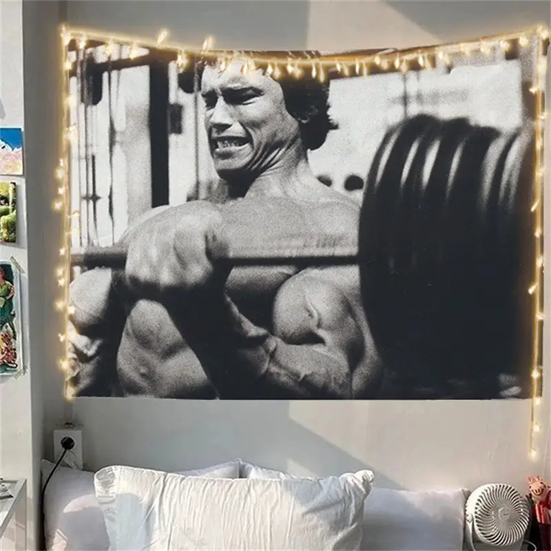 VIKAMA Bodybuilder Gym Poster Horizontal Tapestry Wall Hanging for Room Decor Cozy Retro Aesthetic Unique Home Decor