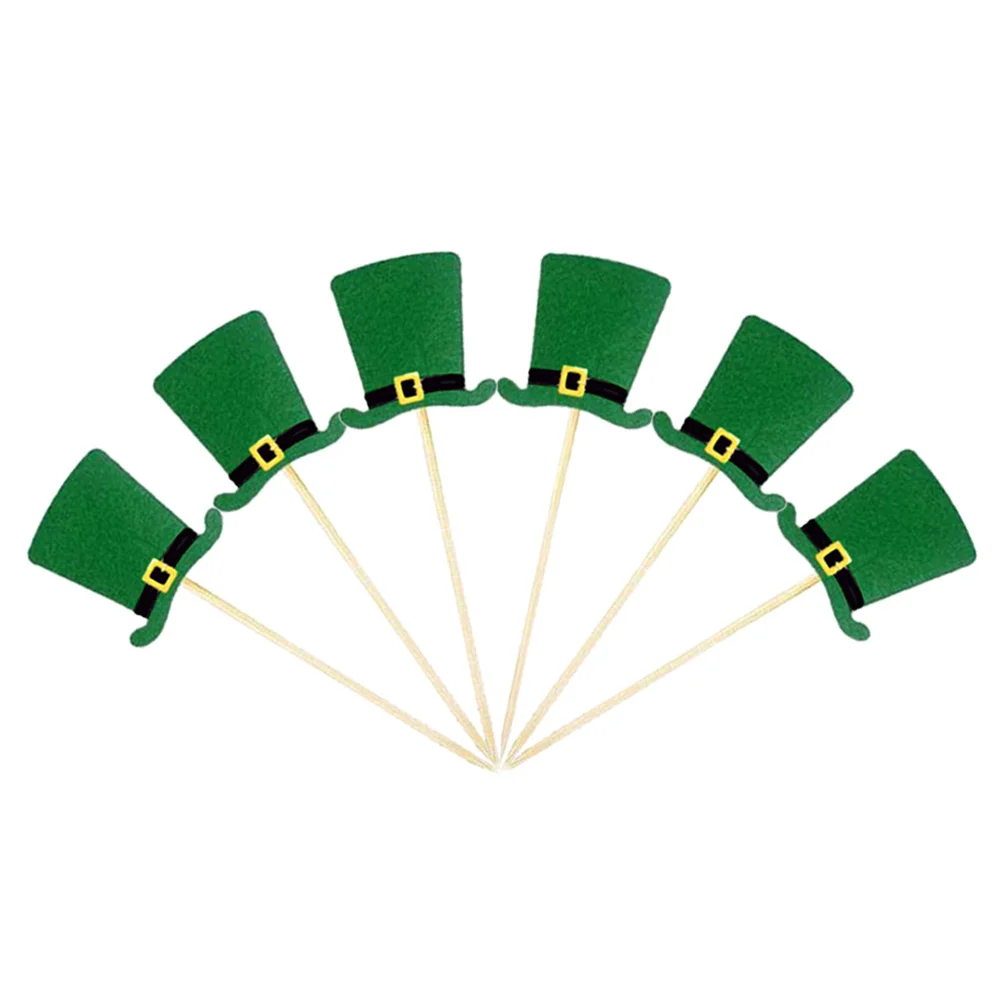 

7 Pcs Clover Card Cupcake Sticks Picks Inserted St. Patrick's Day Topper Toppers Has