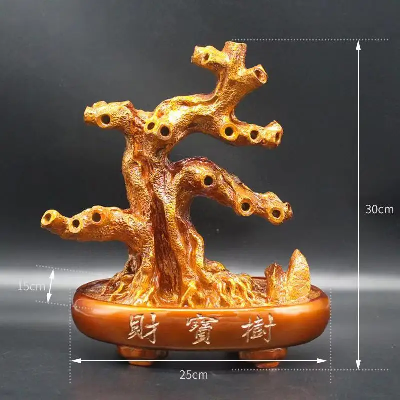 

Golden Wealth Tree Craftwork Display Stand Diy Handmade Agate Crystal Gem Loose Beads Attracting Tree Root European Style Resin