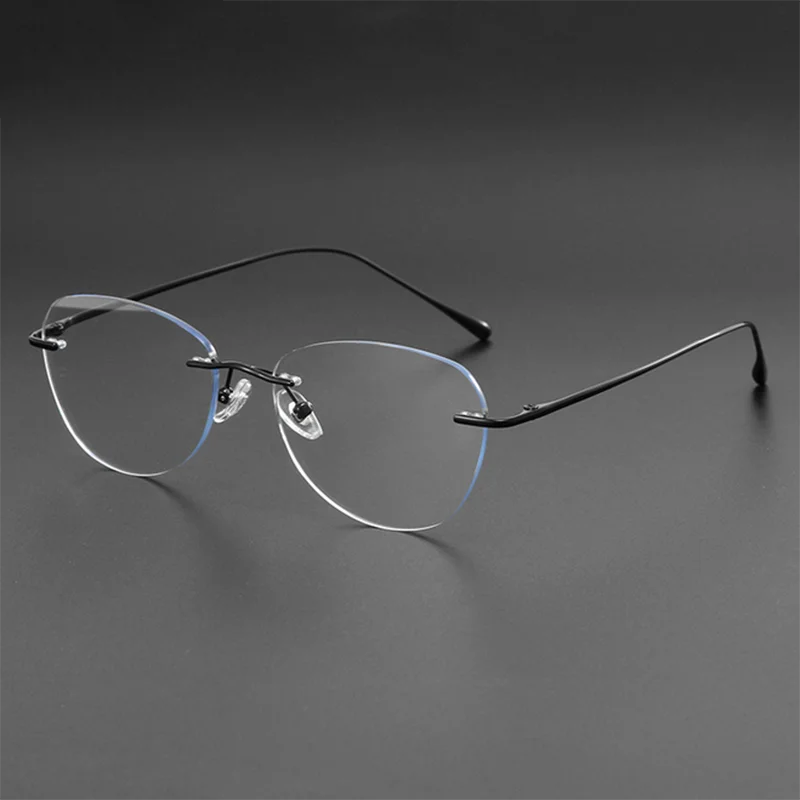 Metal Rimless Glasses Frame Women Prescription Anti-blue light Myopia Optical Cat Eyes Eyewear 0 -0.5 -1.0 -1.5 To -5.0