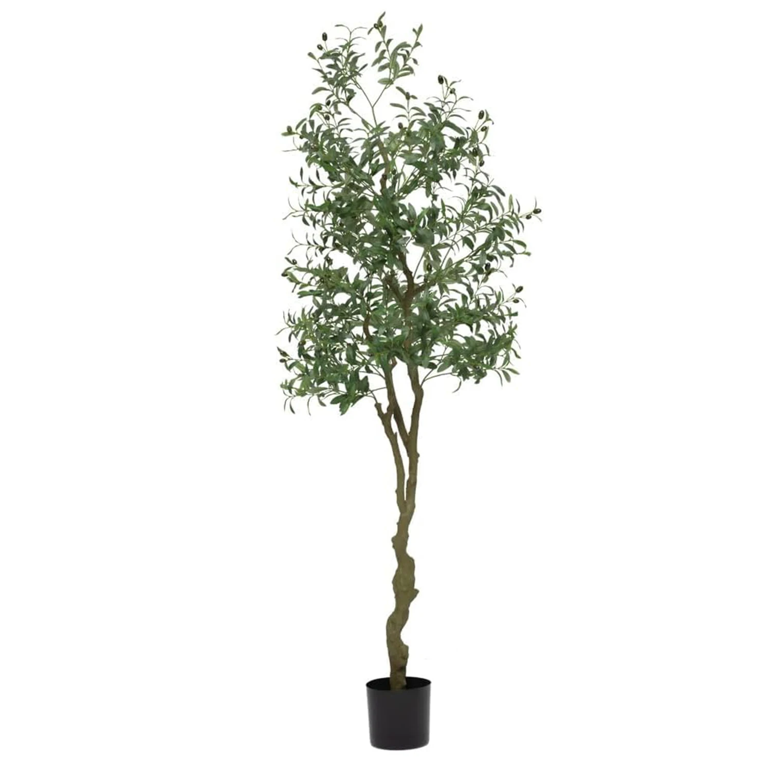 

210cm Realistic Artificial Olive Tree Faux Plant with Lifelike Leaves & Fruits UV-Resistant for Entryway, Living Room Decor