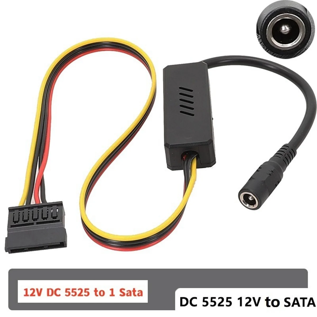 DC 5525 - SATA ハードドライブ電源ケーブル DC 12V - SATA ハードドライブケーブル (降圧電圧付き)