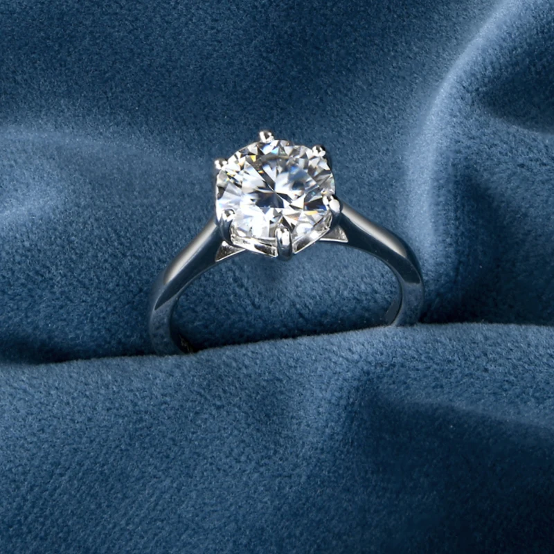Gold Plated 100% 925 Silver 2-4 Carat Wedding Ring D Color Moissanite Solitaire Promise Rings for Women Engagement Jewelry Gift