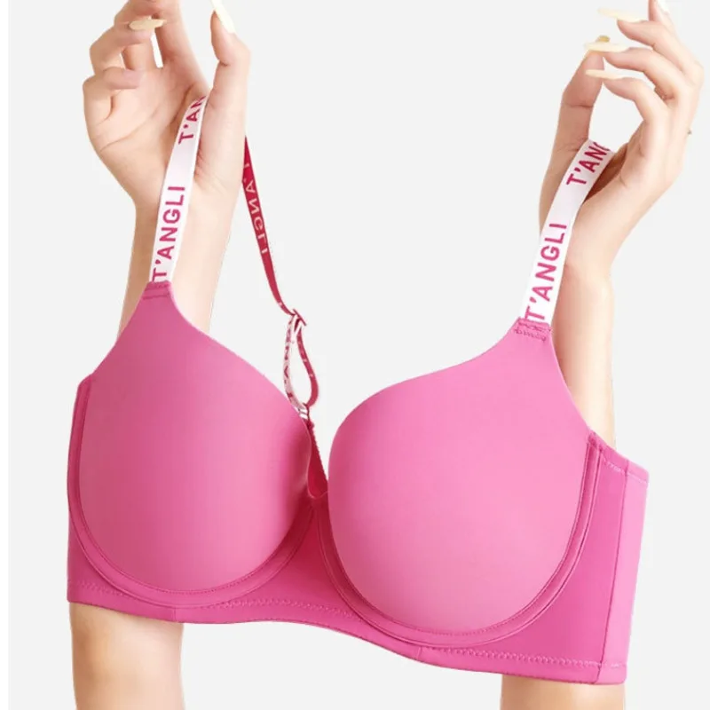 

75 80 85 90 95 Brasier Mujer Stick On Big Size Bra Lingerie For Women Underwear B C D E F Woman Clothes Pink