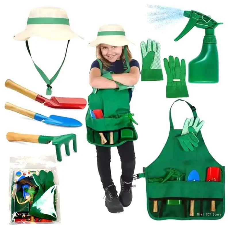 Gioco finzione per bambini Set attrezzi da giardino Giocattolo Attrezzo da giardinaggio realistico Attività per feste