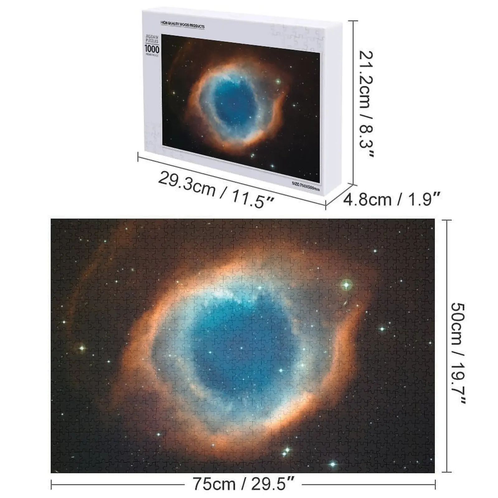 Puzzle z obrazem Nebuli Helix NGC 7293, Nebuli Okularowej, z Teleskopu Hubble'a, wysokiej jakości, HD, personalizowany prezent.