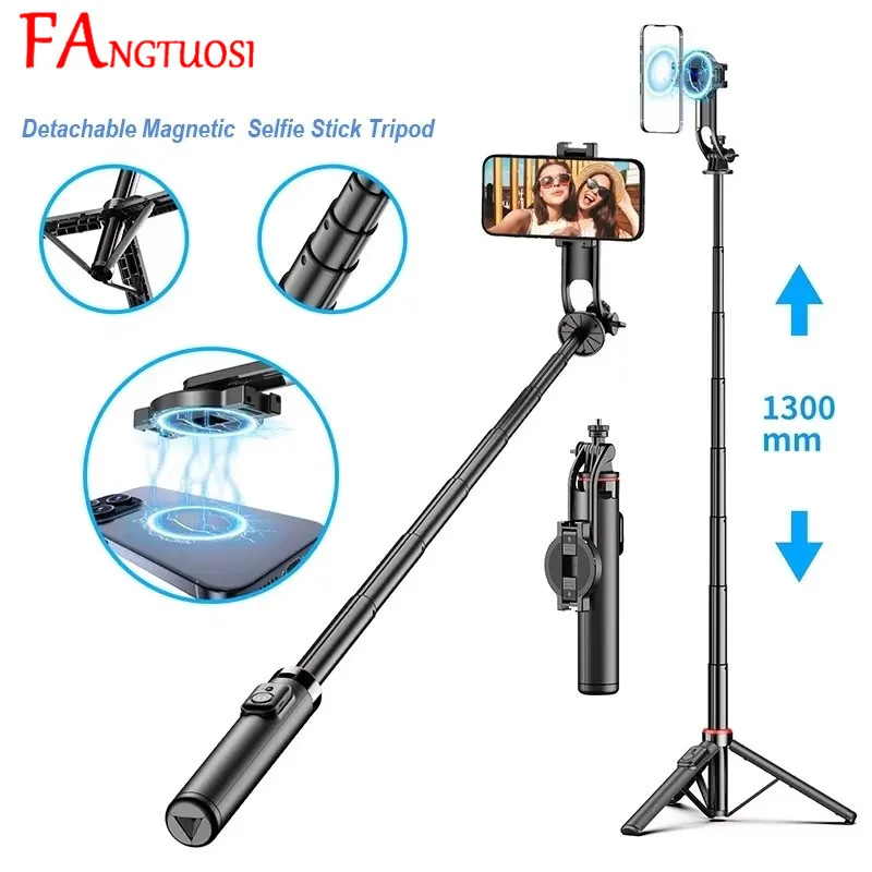 FANGTUOSI 2025 New Magnetic Selfie Stick Tripod with Remote For Cellphone For iPhone 14 13 12 Pro Max For HUAWEI XIAOMI SAMSUNG