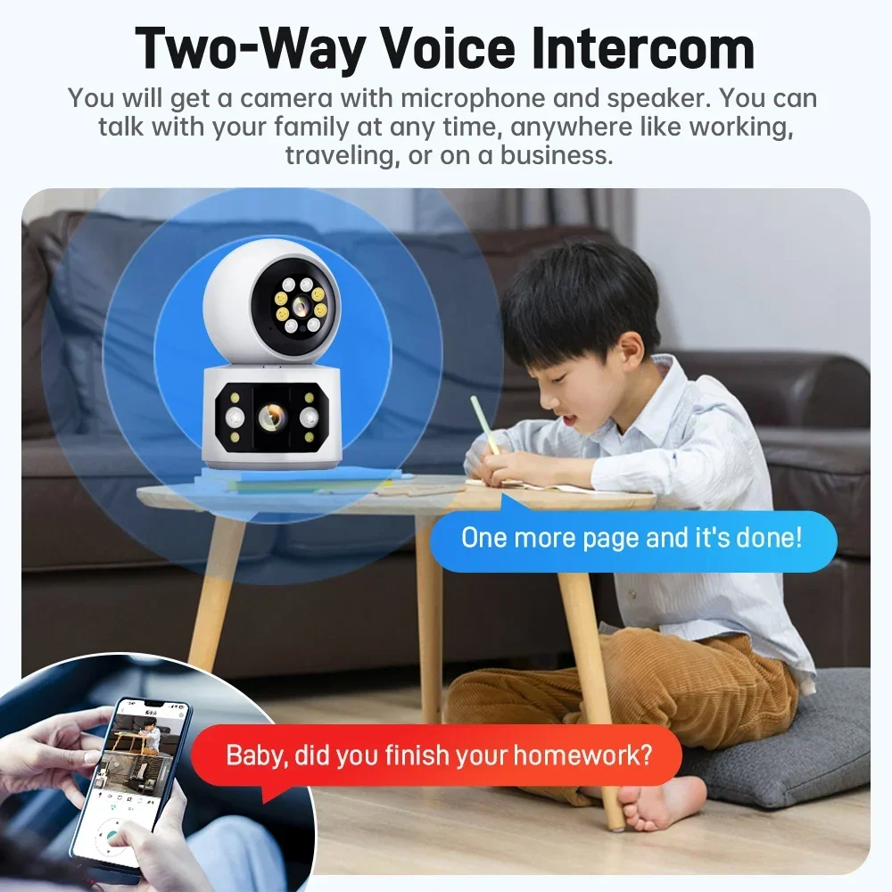 6MP IP Camera Yoosee Home Smart Camera Indoor Dual Lens Three Screen Body Recognition Wireless Security Surveillance Camera CCTV