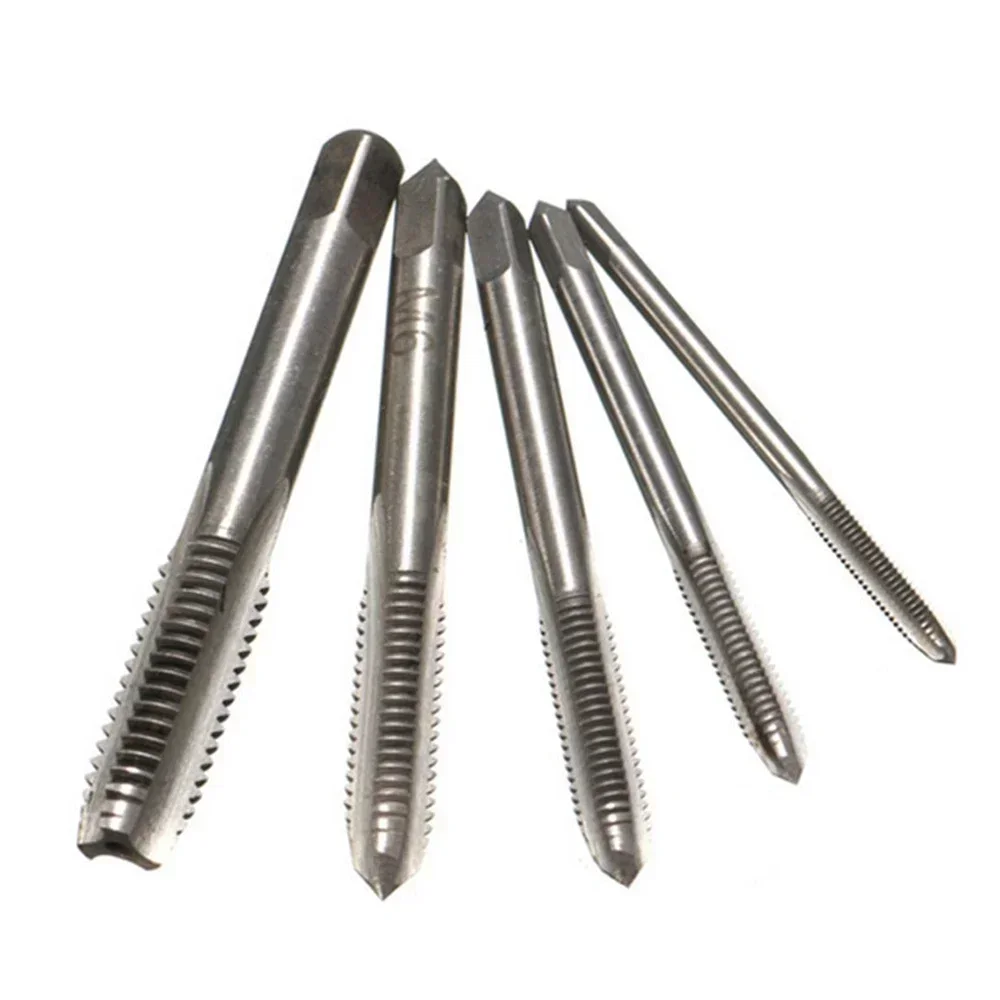 5pcs Tap Set Male Thread Plug M3 M4 M5 M6 M8 Metric Metal Drills Bits Set Striaght Groove Metalworking Mechanical Workshop Tools