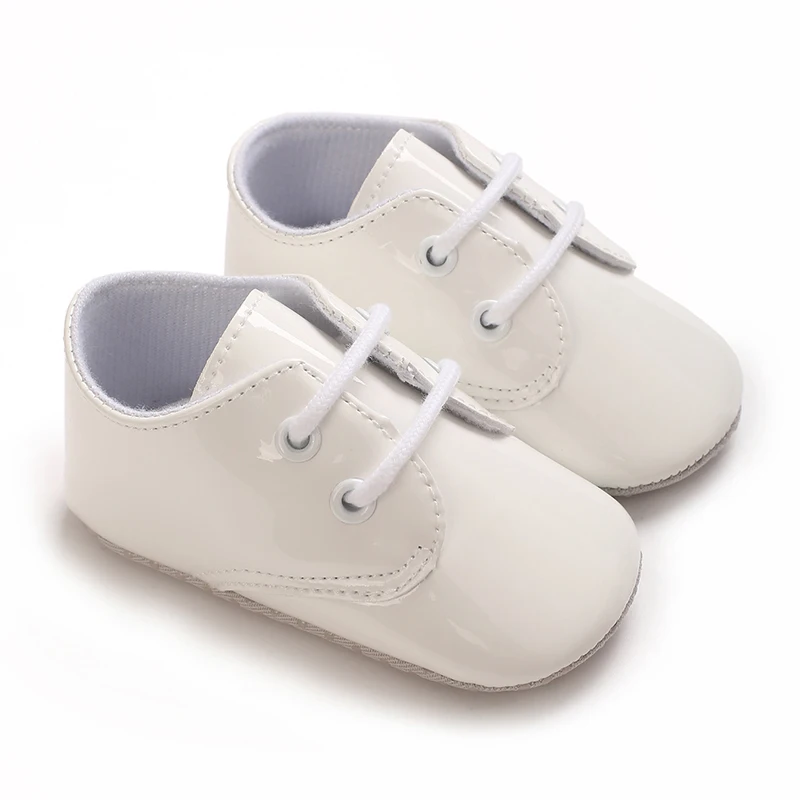 Baby Schnürschuhe Sneakers Klassische Sportschuhe Weiche Sohle PU-Leder Schuhe Einfarbig Lauflernschuhe für Neugeborene Jungen Mädchen – Detail 4