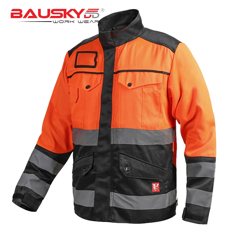 Safety Work Jacket Men Outdoor High Visibility Work Jacket Construction Two Tone Hi Vis Workerar Reflective Workshop Clothes