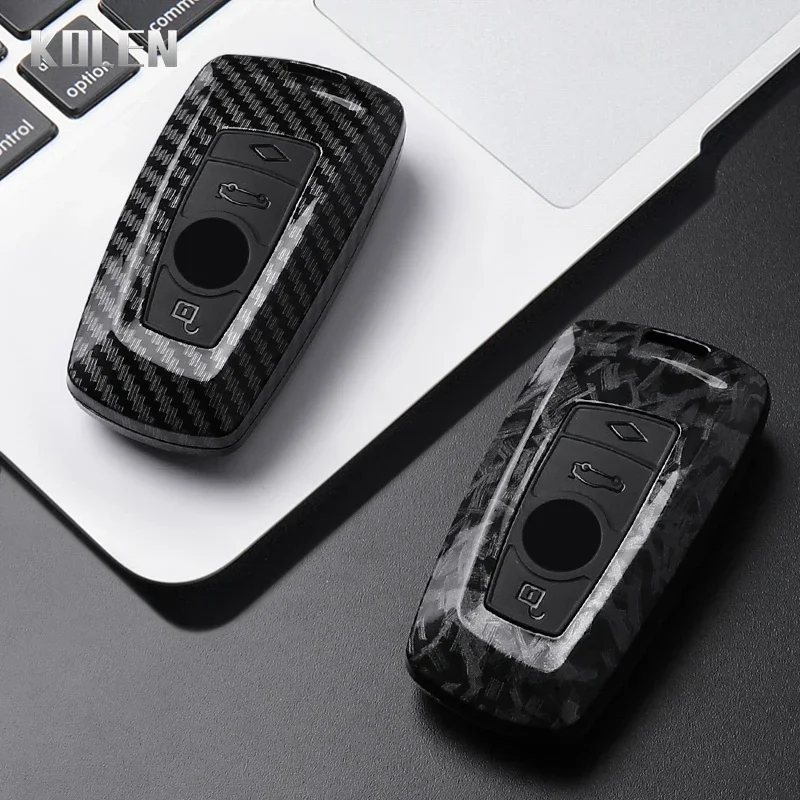 Coque de protection pour clé de voiture style fibre de carbone ABS pour BMW Série 1 3 5 7 X1 X3 X4 X5 X6 X7 F10 F15 F16 F20 F30 F18 F25 M3 M4