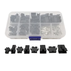200Pcs/Box Black JST SM 2.54mm Pitch 2P 3P 4P 5 Pin Male Female Plug Housing Pin Header Crimp Terminal Adapter Wire Connector