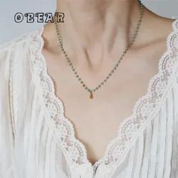 316L Stainless Steel Vintage Bead Chain Water Drop Pendant  Necklace For Women Fashion Choker Chain Non-fading Jewelry Gift