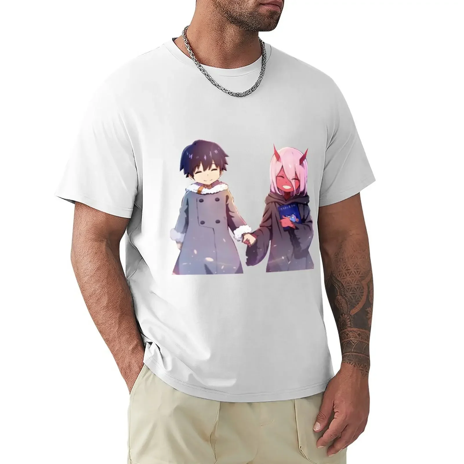 Hiro and Zero Two | Darling in the Franxx T-Shirt cute tops anime oversized t shirt men