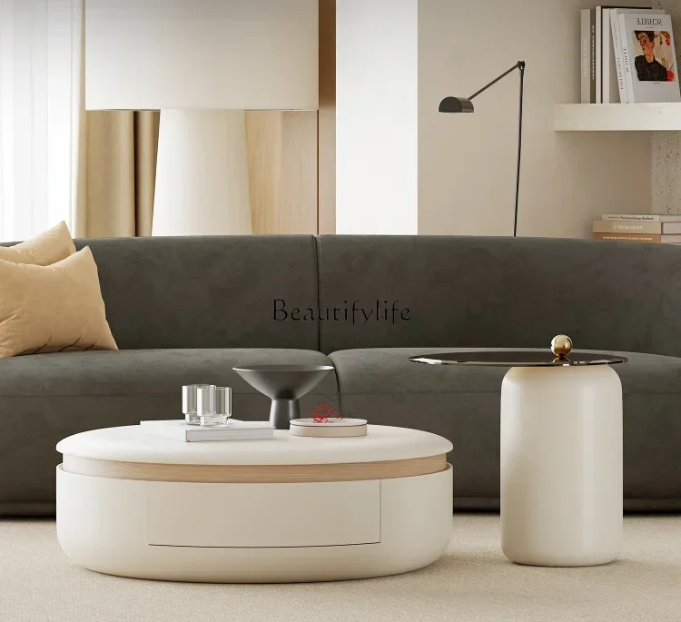

Cream Style Coffee Table round Artistic Creative Paint French Small Apartment Nordic