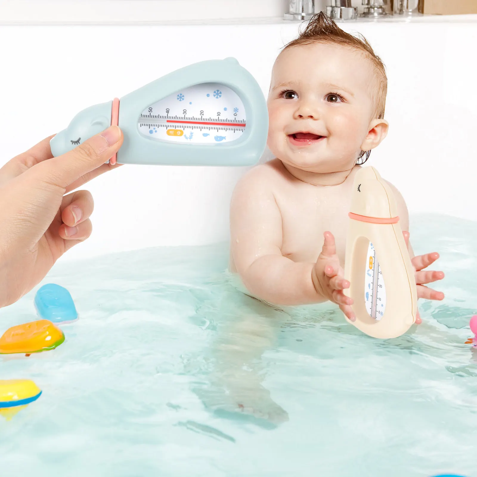 

2Pcs Baby Water Thermometers Cartoon Design Multi-Function Bath Temperature Measuring Tool Safety Shower Partner