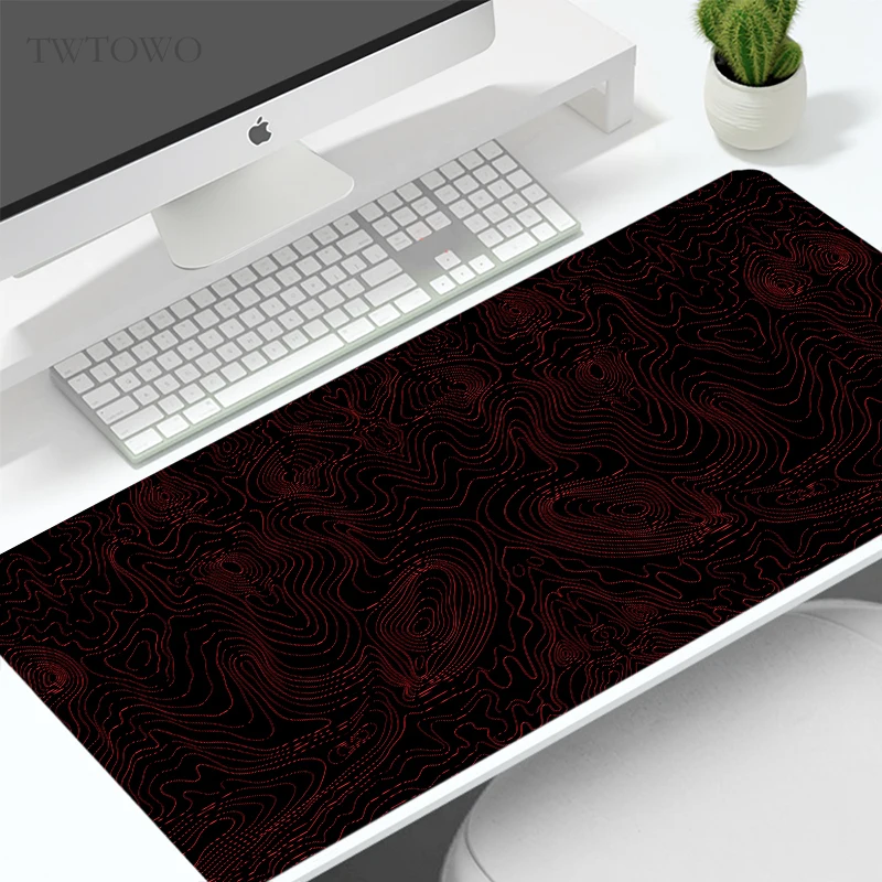 Mouse Pad Gaming Black And Red Contour Aesthetics XL Computer Large Home Mousepad XXL keyboard pad Soft Office Accessories