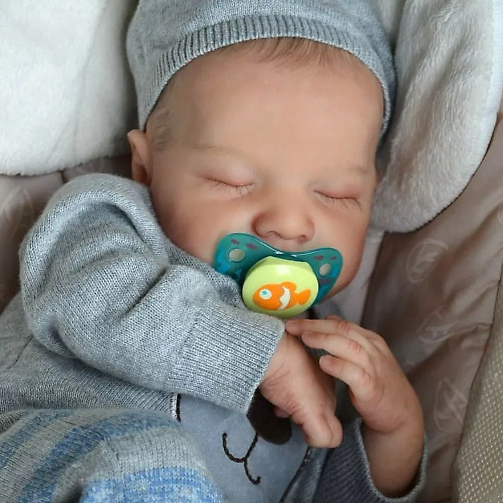 1 PC 16 Inch Levi Boy Reborn Baby Dolls Realistic Silicone Doll Hair-painted Hair Newborn Doll Toy with Outfits