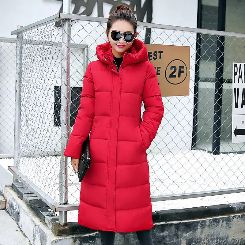 

2024 New Women Hot Selling Hooded Zip Down Padded Jacket Winter Warm Thick Cotton Coat Korean Loose Long Parka T688