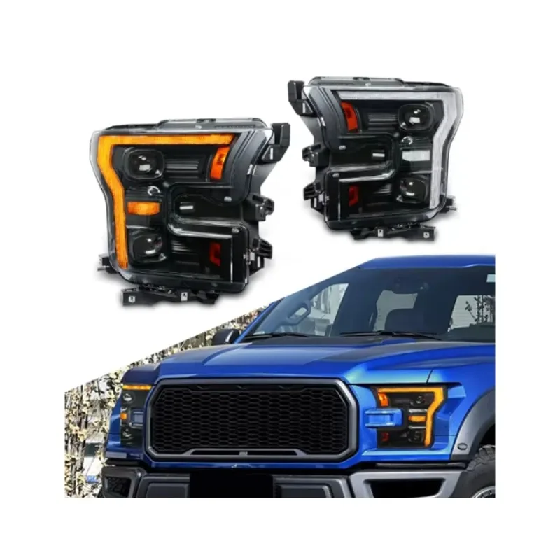 Plug and Play Led Headlamp Front Lamp Headlights White Amber DRL Dual Assembly Suitable for Ford F150 Raptor F-150 2015-2020