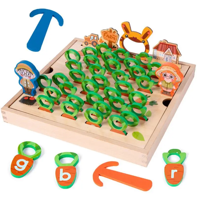 

Wooden Box Pulling Carrot Language Learning Montessori Game Farm Harvest Radishes Alphabet Early Educational Toys Children