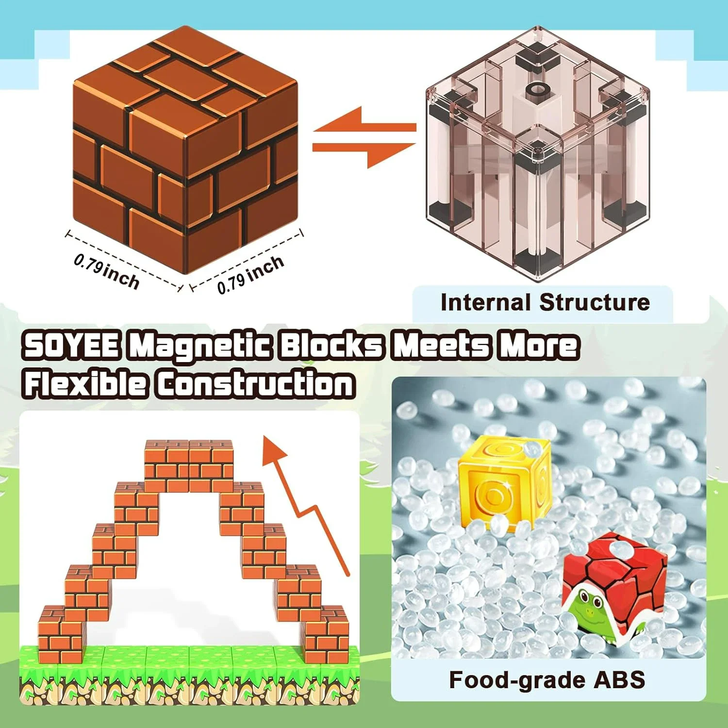 100 Uds. Bloques magnéticos de juguete, juego de imanes de construcción para niños y niñas, cubos sensoriales Montessori con tallo para regalo para