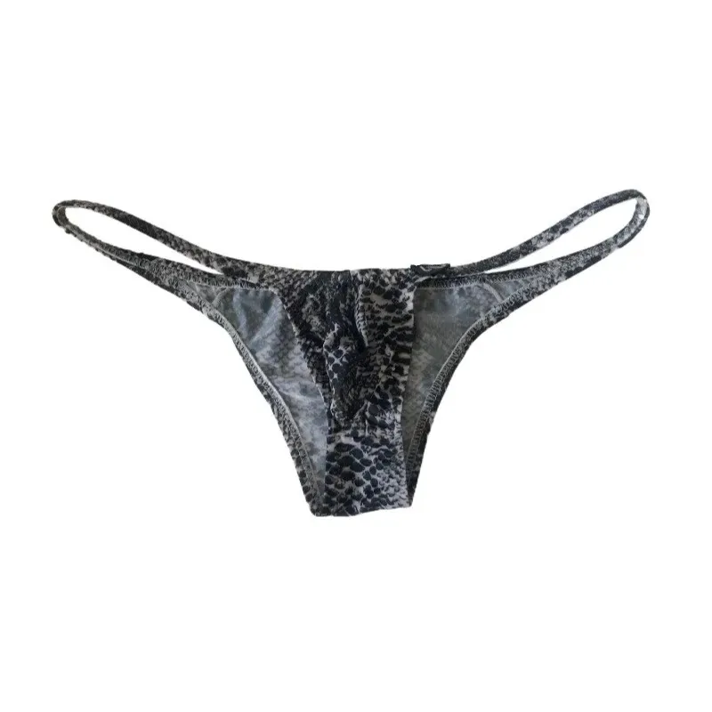 Cool Silky Sexy Panties Leopard Printing Men\'s Half Brief Back Bikini Briefs Underwear Style Triangle Undershorts Thongs