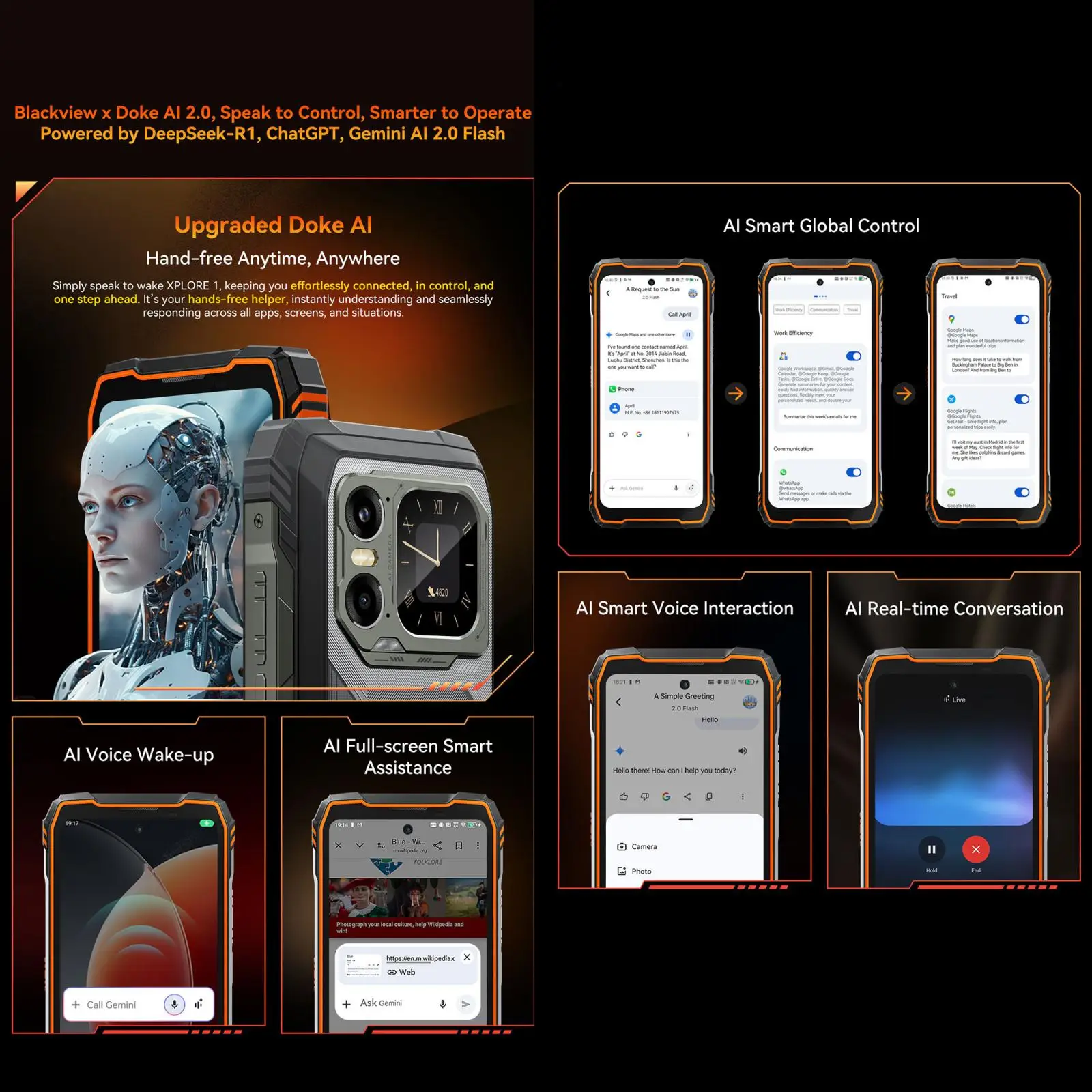 Blackview XPLORE 1 هاتف متين 16GB + 512GB 6.78 بوصة 120 هرتز 2.4K عرض 20MP للرؤية الليلية أندرويد 15 20000mAh 5G NFC الهاتف الذكي #6