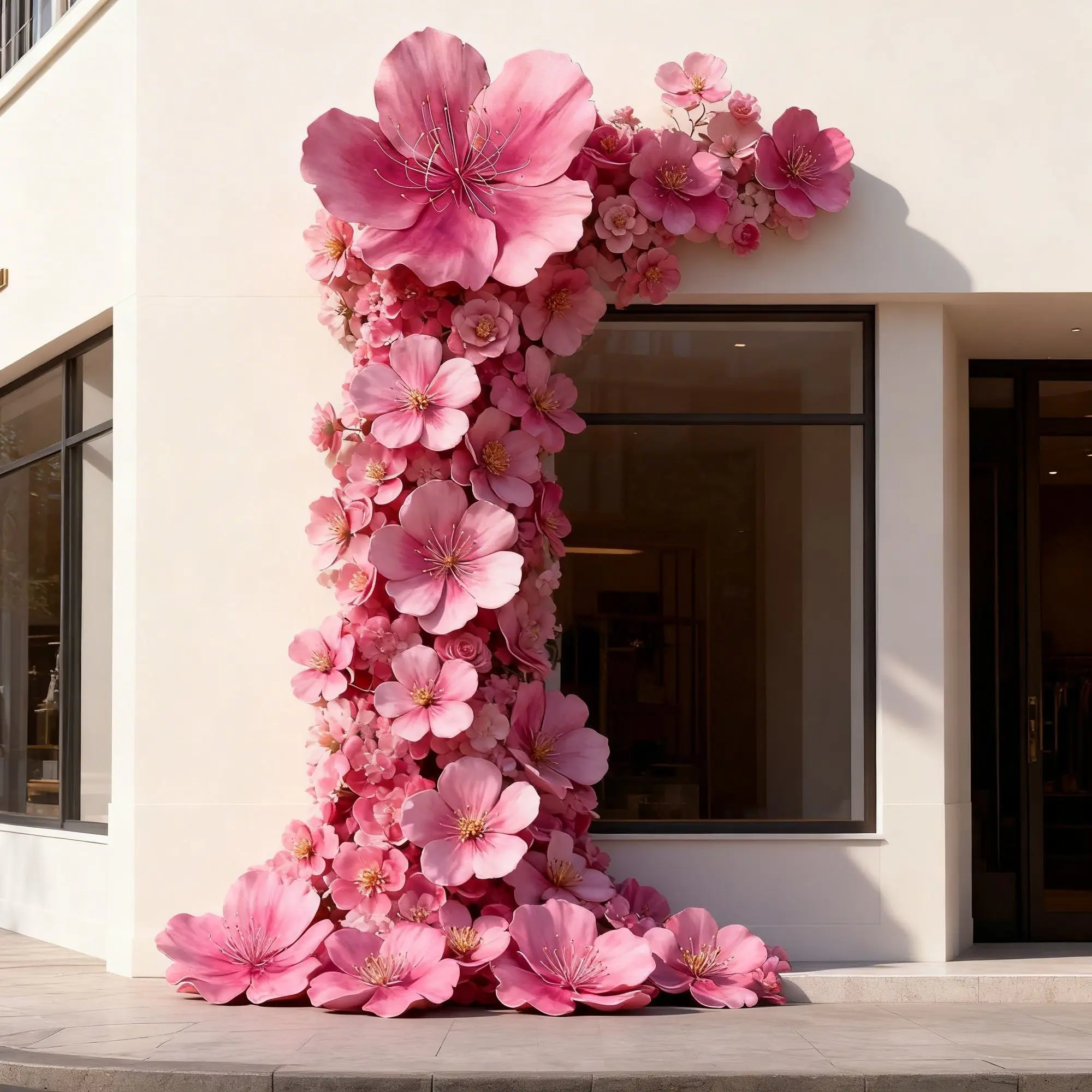 Large artificial flower arrangement - waterproof, giant peach blossom for outdoor decoration, mall display, and event layout
