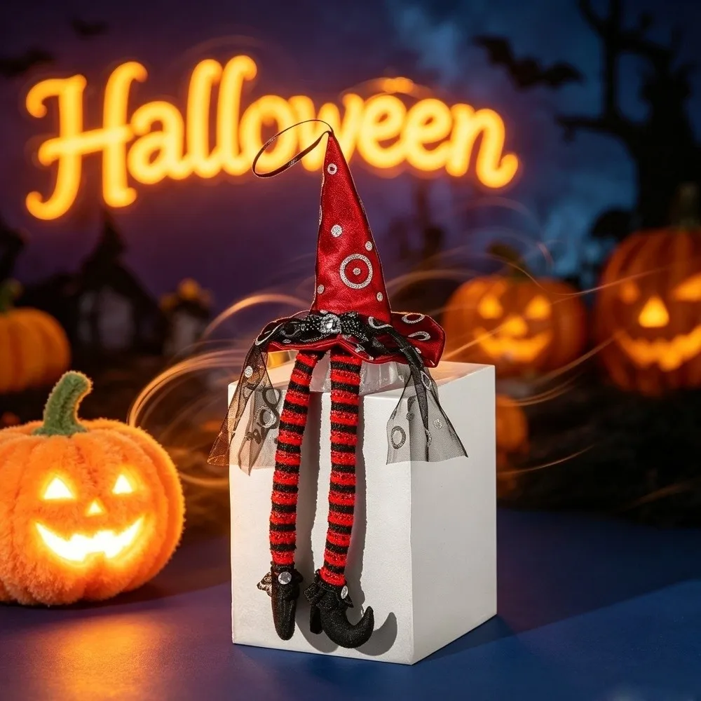 Glowing Long Leg Witch Hanging Ornament Spooky Striped Long Legs Party Witch Leg Pendant Witch Theme Dark Style