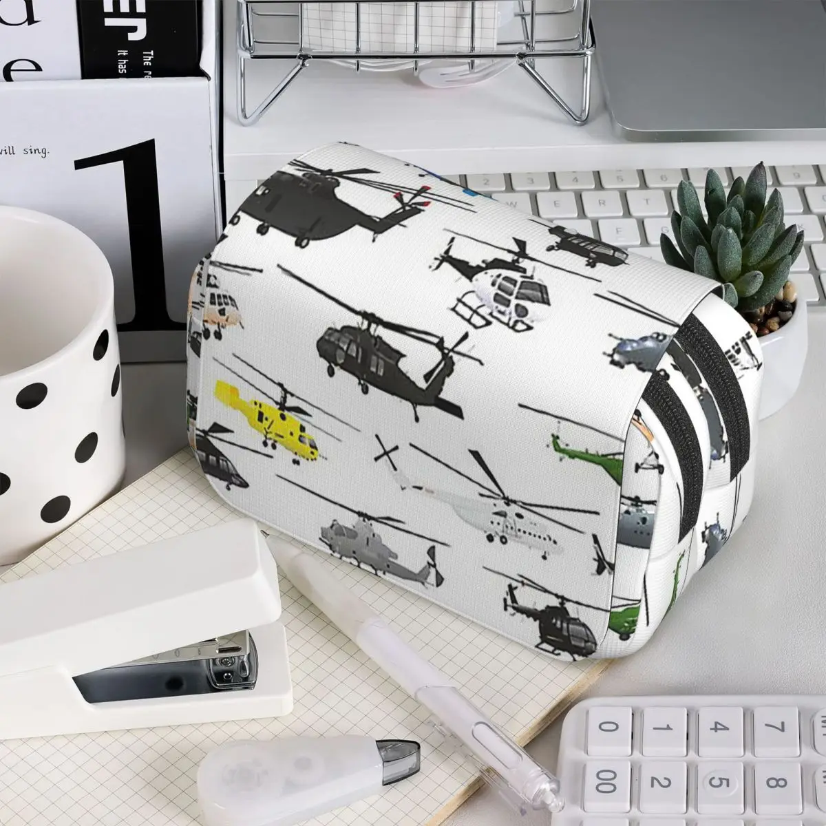 Multiple Helicopters Pencil Case for Kids Gifts Pen Box Pencil Bag Stationery Supplies Pen Holder Bag