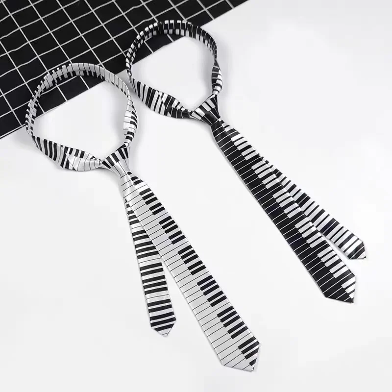 Corbata con estampado de notas musicales de 5cm, corbatas estrechas para estudiantes universitarios, corbatas de rendimiento con cuadros de leopardo para hombres, corbatas diarias, regalo Gravata