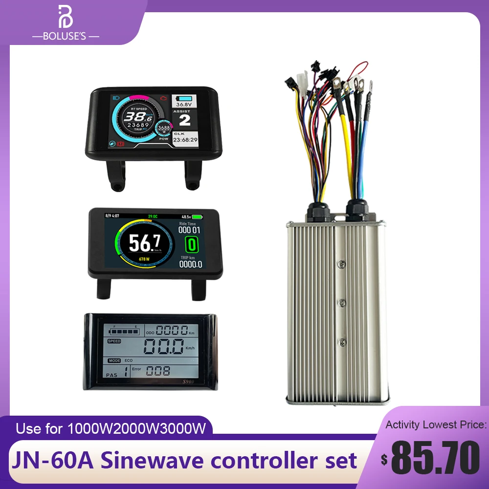 

Brushless Electric Bicycle Sine Wave Controller, Display and Throttle, 1000W-3000W, 18mos, 48V, 60V, 72V