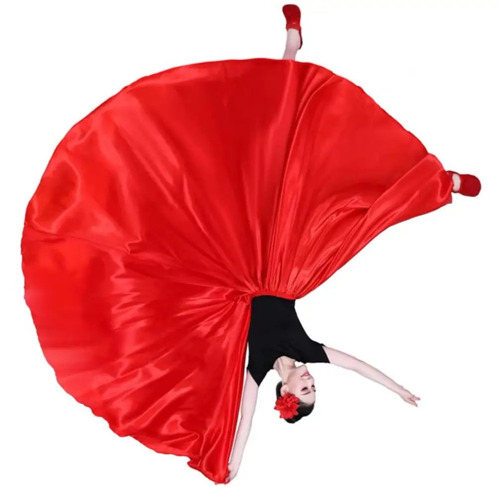 

2025 Women Tulle Skirt Belly Dance Skirt Elegant Satin Spanish Skirt with Pleated Hem for Women High Waist Swing Dancing Belly D