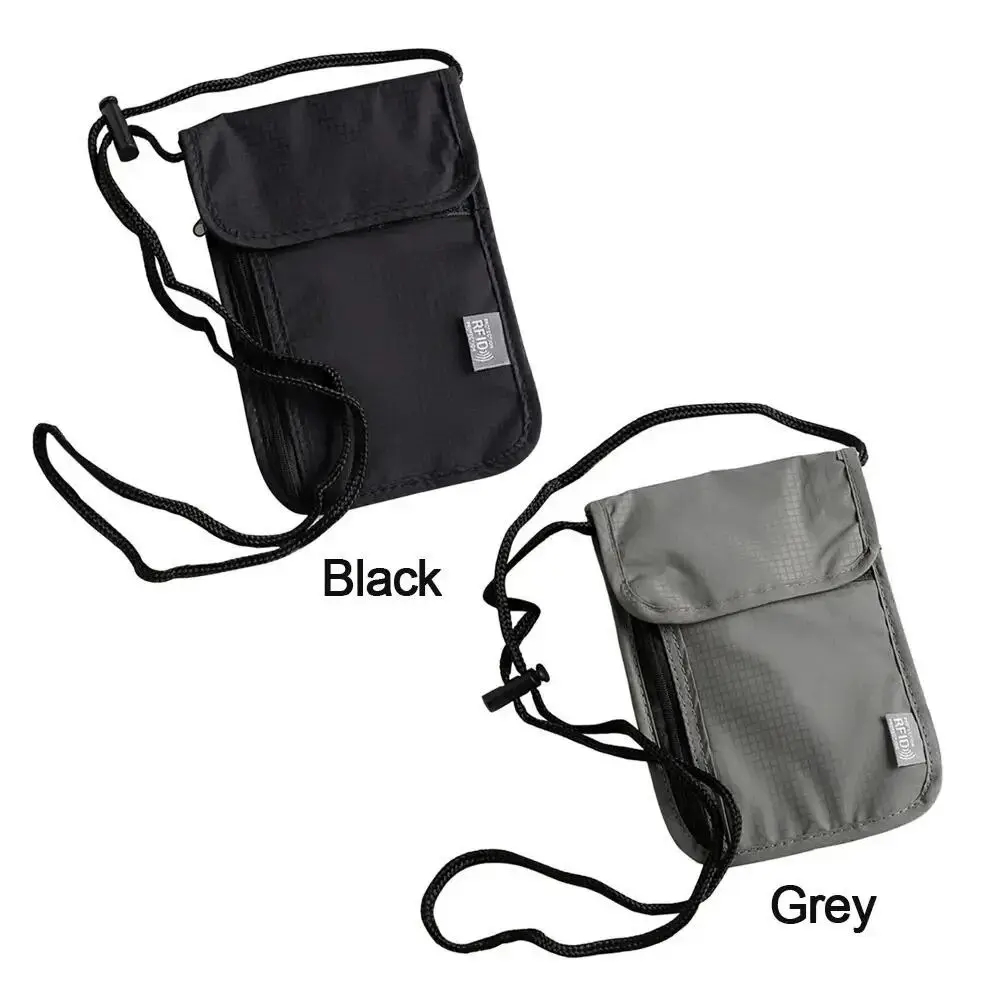 Anti-Theft RFID Passport Bag Rfid-Blocking Neck Hanging Neck Wallet Storage Organizer Multi-Pockets Document Credit Case