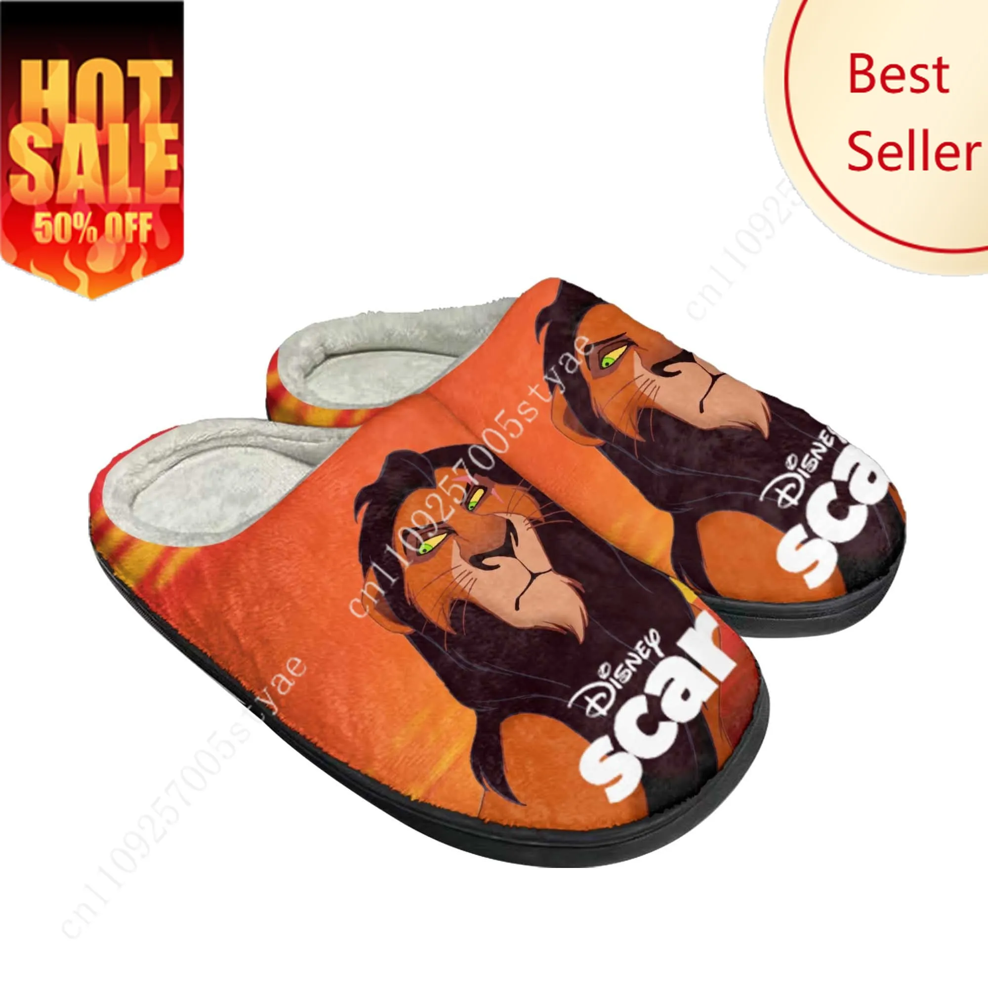 

Scar Cotton Slippers Disney Cartoon Decorate Plush Indoor Shoes Design Your Photo Party Holiday Gifts Custom Shoe