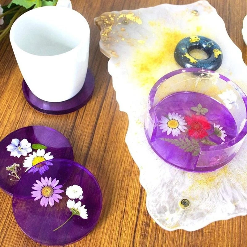 N5KA Crystal Mold Mug Pad Storage Box Resin Casting Mold Plaster Soap Casting Epoxy Mould DIY Crafts Cup Mat Mold
