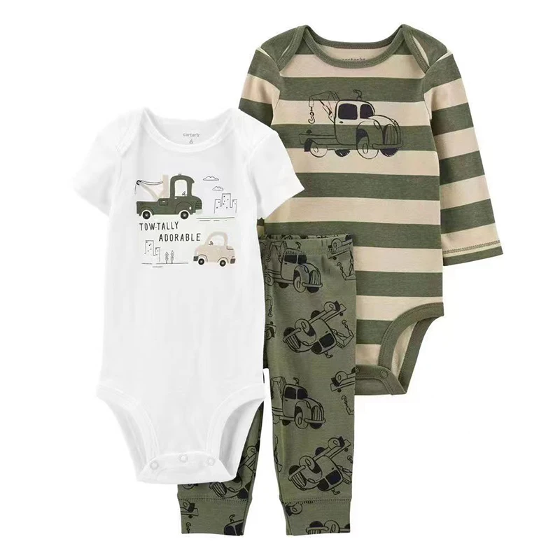 Autumn Newborn Baby Boy Clothes Set Cotton Animal Bodysuit Top And Bottom Pants 3Pcs Infant Girl Outfit Cartoon Toddler Clothing