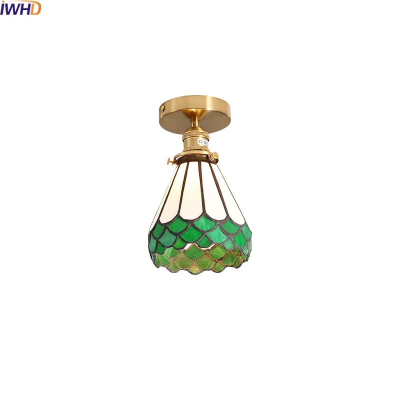 

IWHD Colorful Glass LED Ceiling Lights Fixtures Art Decoration Hallway Kitchen Living Room Modern Ceiling Lamp Home Lighting