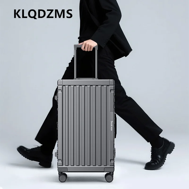 KLQDZMS High Quality Suitcase Aluminum Frame Boarding Box Large Capacity Trolley Case Thickened 20"24"26"28"30 Inch Luggage