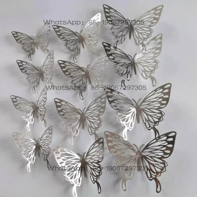 3D Three-dimensional Paper Metal Butterfly Wall Sticker Wedding Festival Home Classroom Culture Wall Decoration