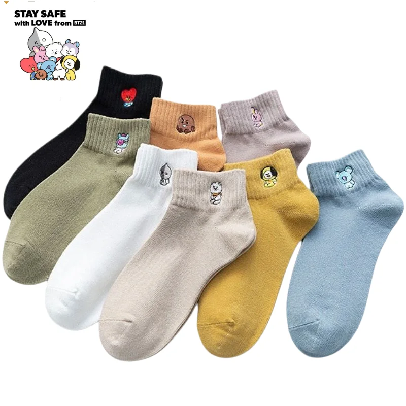 Nuevos Calcetines BT21 Koya RJ Shooky Mang Chimmy Tata Cooky, Calcetines de Algodón Puro para Hombre y Mujer, Bonitos, Sencillos y Cómodos, Regalo