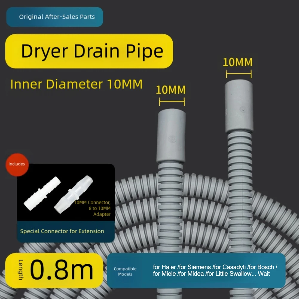 10mm Drainage Pipe Dishwasher Drain Waste Hose Extension Pipe For Midea For Haier For Siemens Dryers With Adapter