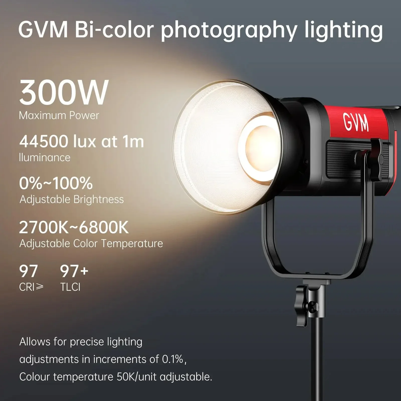 GVM SD300B Pro 300W Video Studio Lights with Bowens Mount Softbox & Stand 2700K~6800K Continuous Lighting for Photography