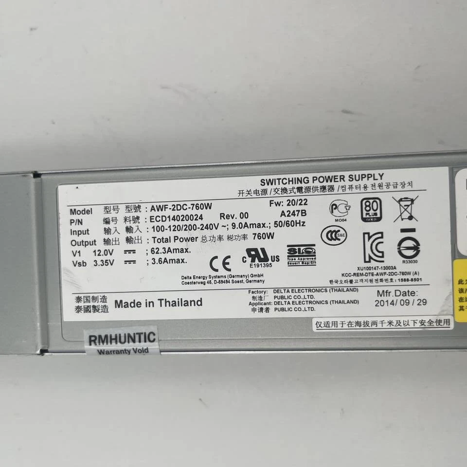 Pour SUN T5140 5120 X4170 760W Alimentation 7001497-J 300-2143 300-2233 300-2299 AWF-2DC-760W