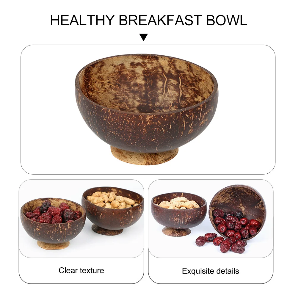 

1 pc Coconut Wood Spoon Lightweight Key Storage Bowl Dessert Ice Cream Noodle Ramen Salad Fruit Porridge Breakfast Bowl